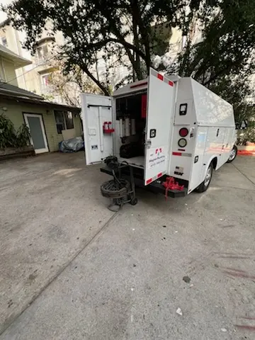 Magnet Plumbing service vehicle on-site for Faucet Repair in MacFarlane Park